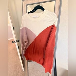 Excellent condition color block sweater orange/white/mauve